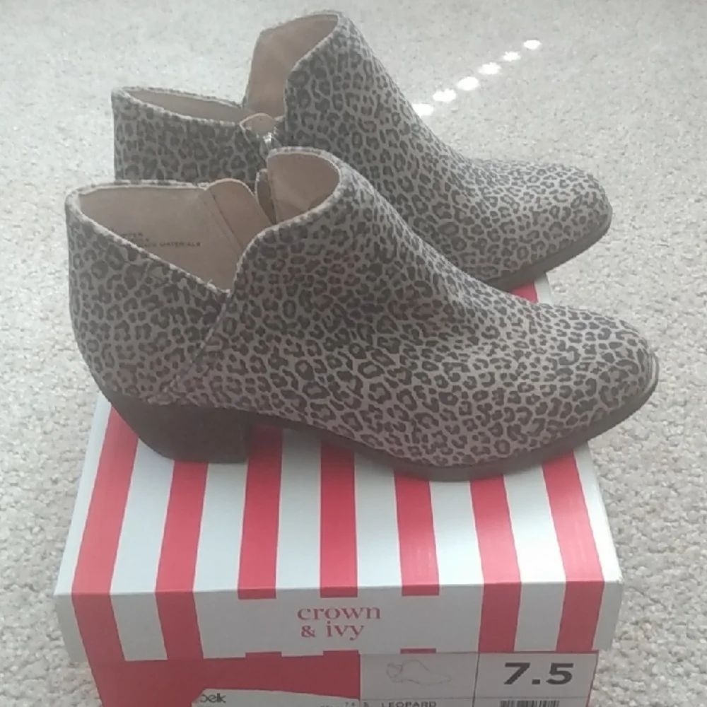 Leopard Print Ankle Boots,  NEW, - Picture 5 of 6